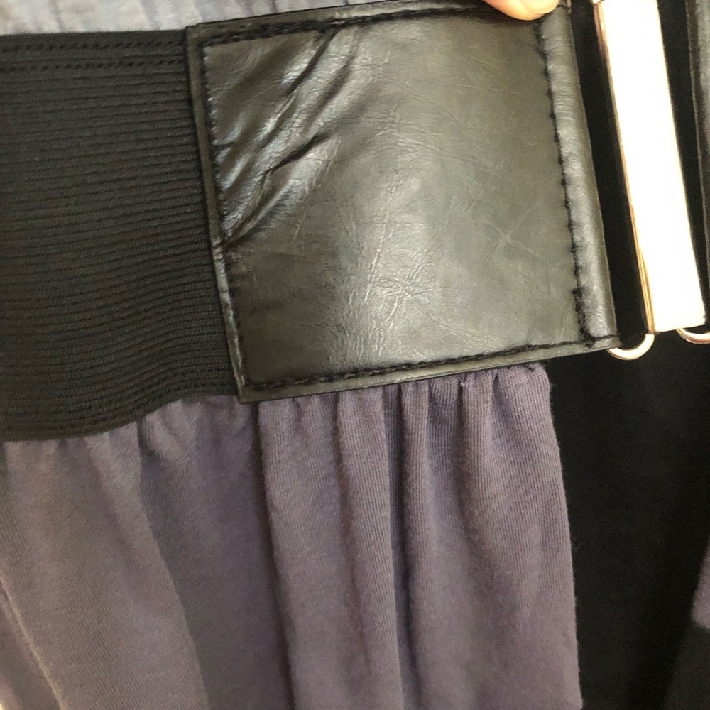 AS U WISH Medium Layered Belted Dress Colorblock Black Gray Short Sleeve NWOT - Picture 11 of 16